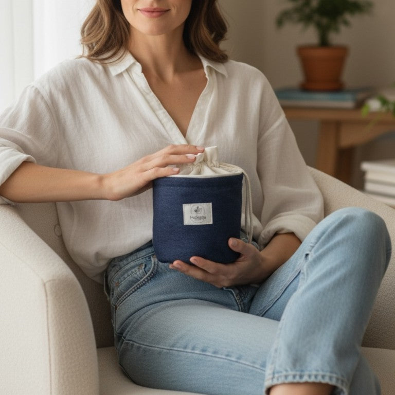 Trousse pochon ronde Dénim