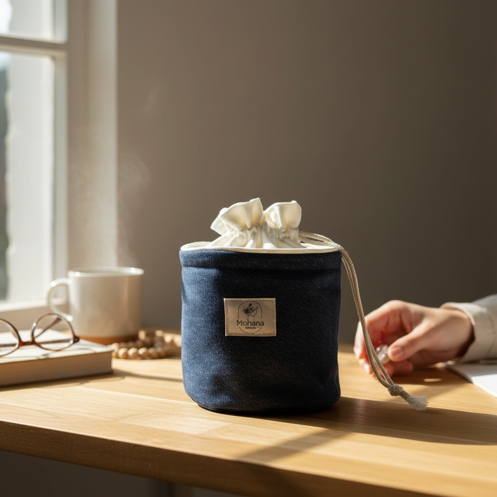 Trousse pochon ronde Dénim