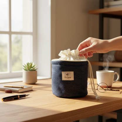 Trousse pochon ronde Dénim