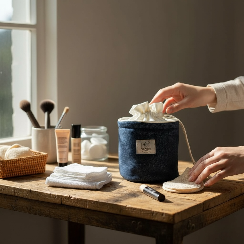 Trousse pochon ronde Dénim